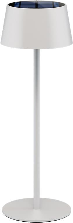 Lampe de table LED sans fil avec énergie solaire, avec commande tactile, lumière blanc chaud, intensité variable en continu, blanc