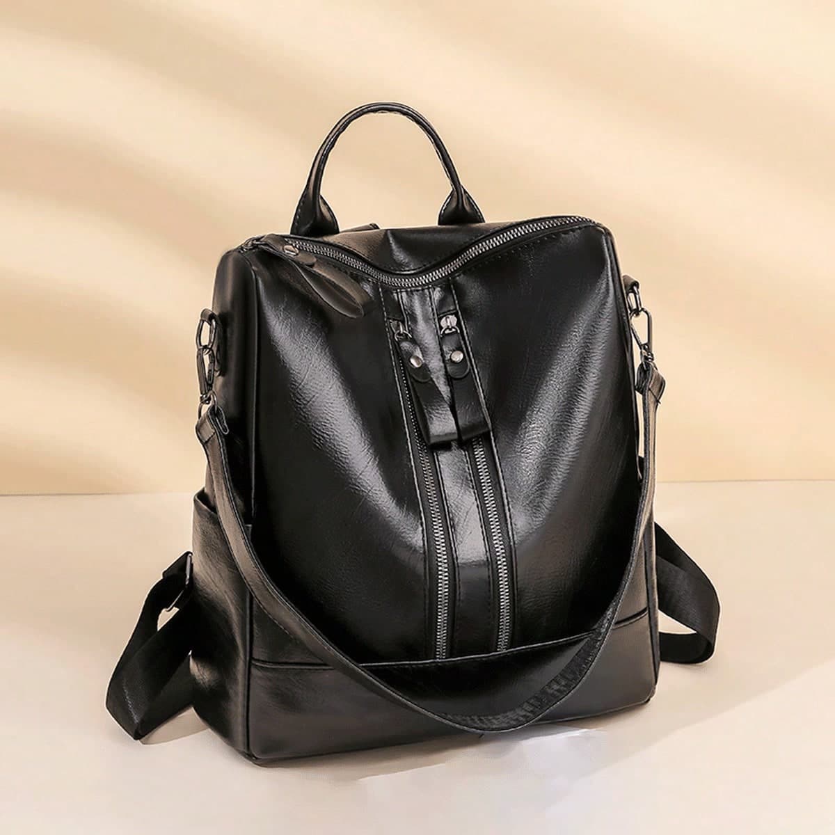 1 pièce Sac à dos de voyage d'affaires minimaliste décontracté de PU étanche d'une grande capacité pour garçon/adolescent avec des poches