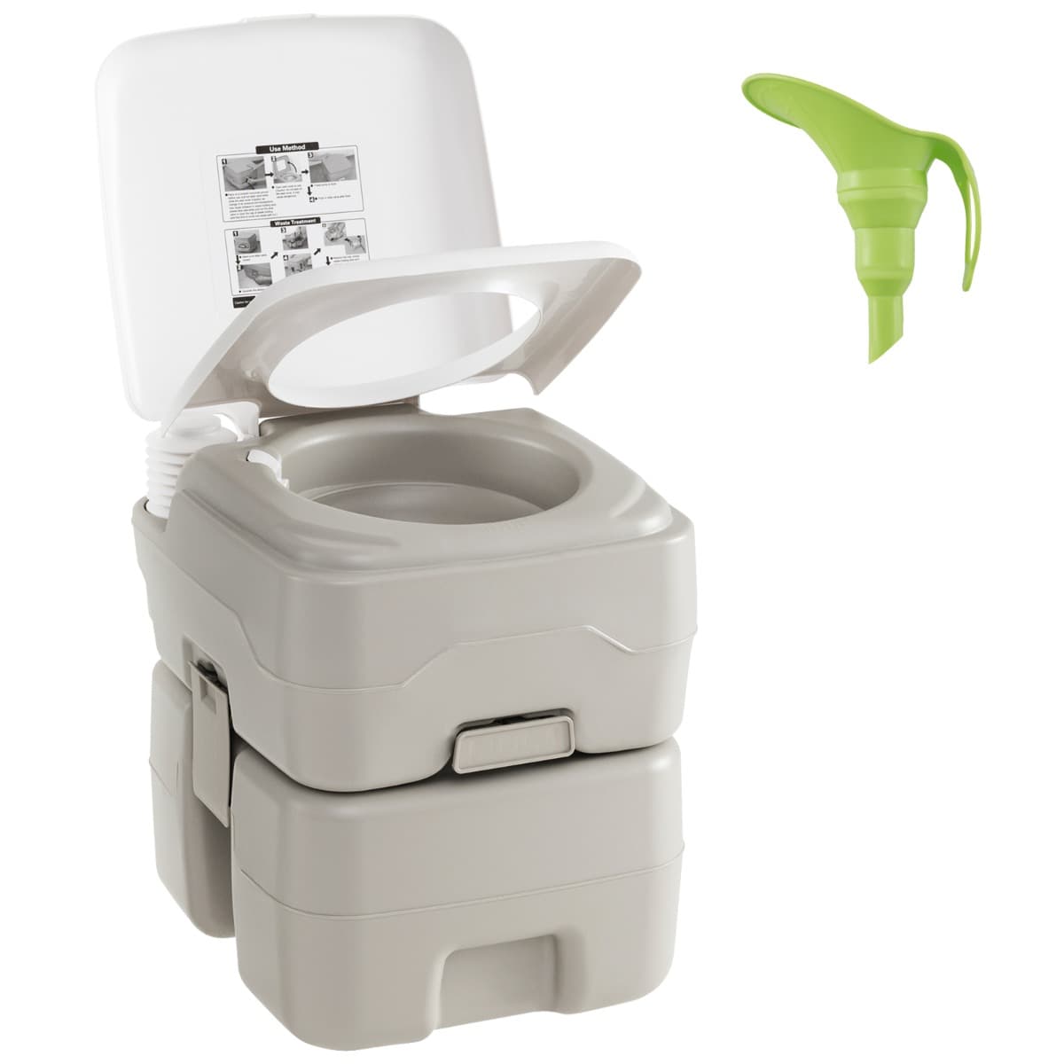 CostwayToilette Portable avec Réservoir à Déchets de 20 L Toilette de Voyage avec Pompe de Rinçage et Entonnoir Télescopique Commode